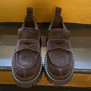 Ash Dark Brown Suede Loafers